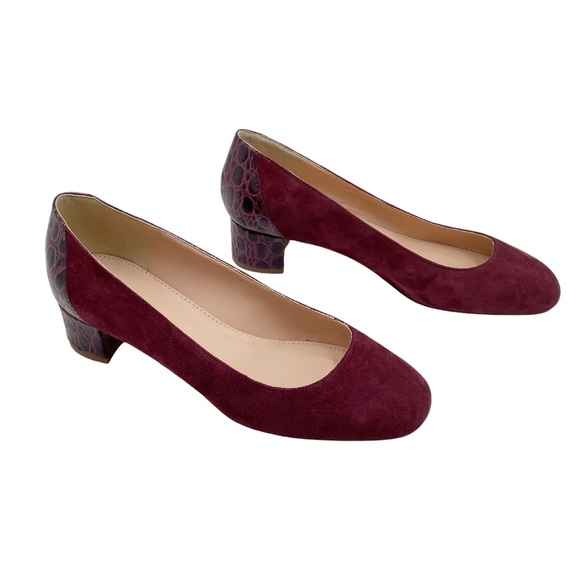 🆕{J.Crew}Suede Leather Pumps with Stamped Leather Croc Heel - Picture 9 of 9